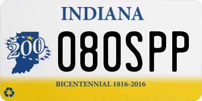 IN license plate 080SPP