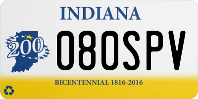 IN license plate 080SPV
