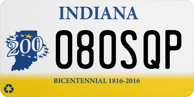 IN license plate 080SQP