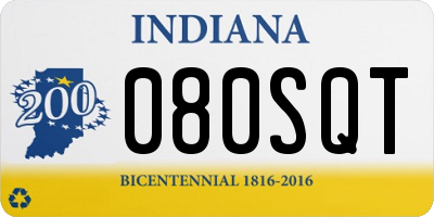 IN license plate 080SQT