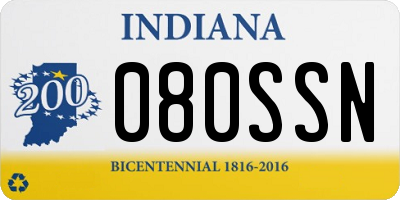 IN license plate 080SSN