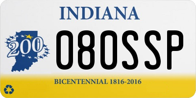 IN license plate 080SSP