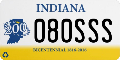 IN license plate 080SSS