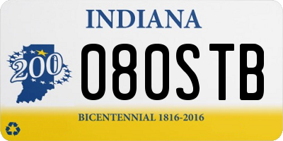 IN license plate 080STB