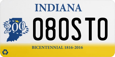 IN license plate 080STO