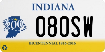 IN license plate 080SW