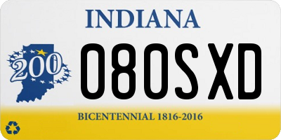 IN license plate 080SXD