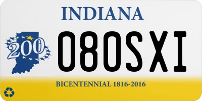 IN license plate 080SXI