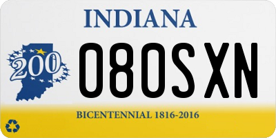 IN license plate 080SXN