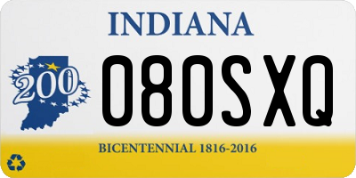 IN license plate 080SXQ