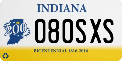 IN license plate 080SXS