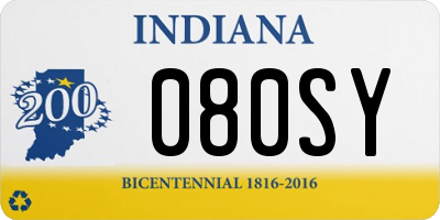 IN license plate 080SY