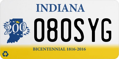 IN license plate 080SYG