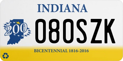IN license plate 080SZK