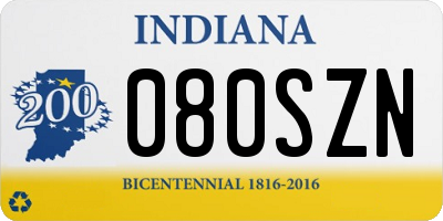 IN license plate 080SZN