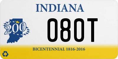 IN license plate 080T