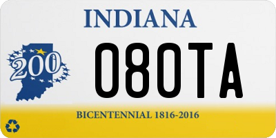 IN license plate 080TA