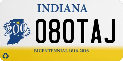 IN license plate 080TAJ