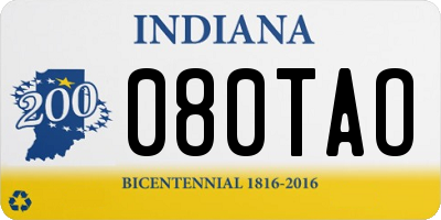 IN license plate 080TAO