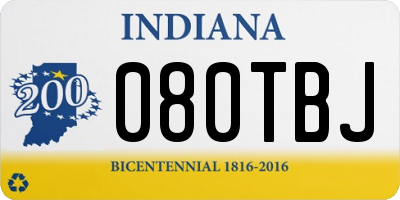 IN license plate 080TBJ