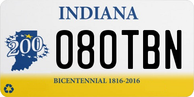 IN license plate 080TBN