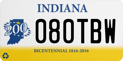 IN license plate 080TBW