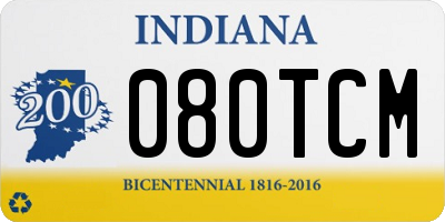 IN license plate 080TCM