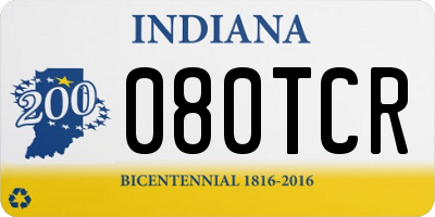 IN license plate 080TCR