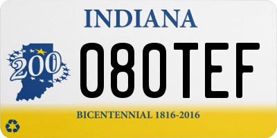 IN license plate 080TEF