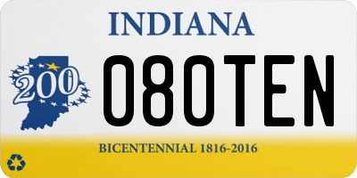 IN license plate 080TEN