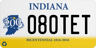 IN license plate 080TET