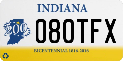 IN license plate 080TFX