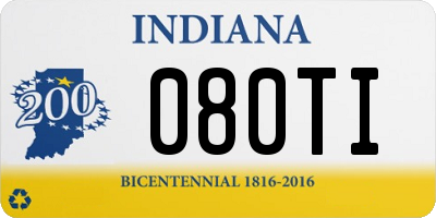 IN license plate 080TI