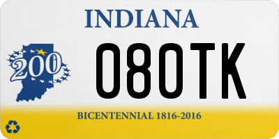 IN license plate 080TK