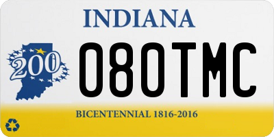 IN license plate 080TMC