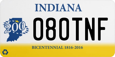 IN license plate 080TNF