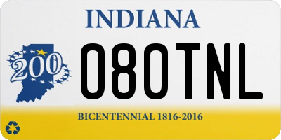IN license plate 080TNL