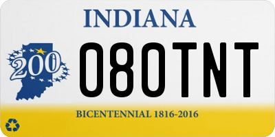 IN license plate 080TNT