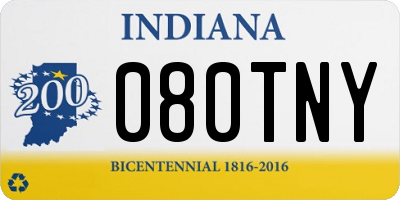 IN license plate 080TNY