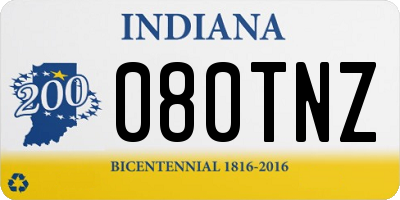 IN license plate 080TNZ