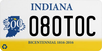 IN license plate 080TOC