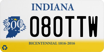 IN license plate 080TTW
