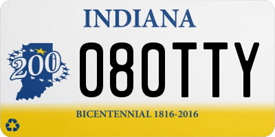 IN license plate 080TTY