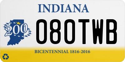 IN license plate 080TWB