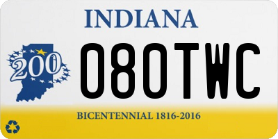 IN license plate 080TWC