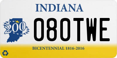 IN license plate 080TWE
