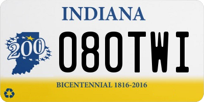 IN license plate 080TWI