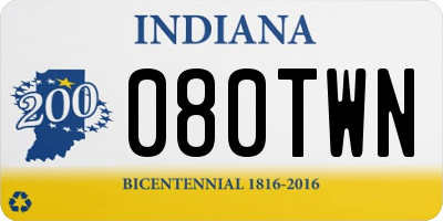 IN license plate 080TWN