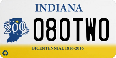 IN license plate 080TWO