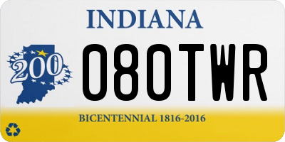 IN license plate 080TWR